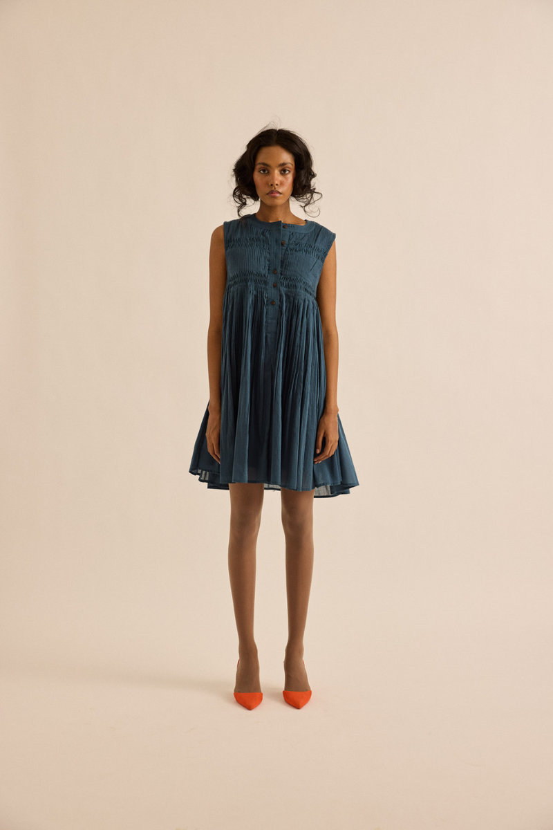 Aegean Dress mul dress by Khara Kapas in navy for women in Singapore