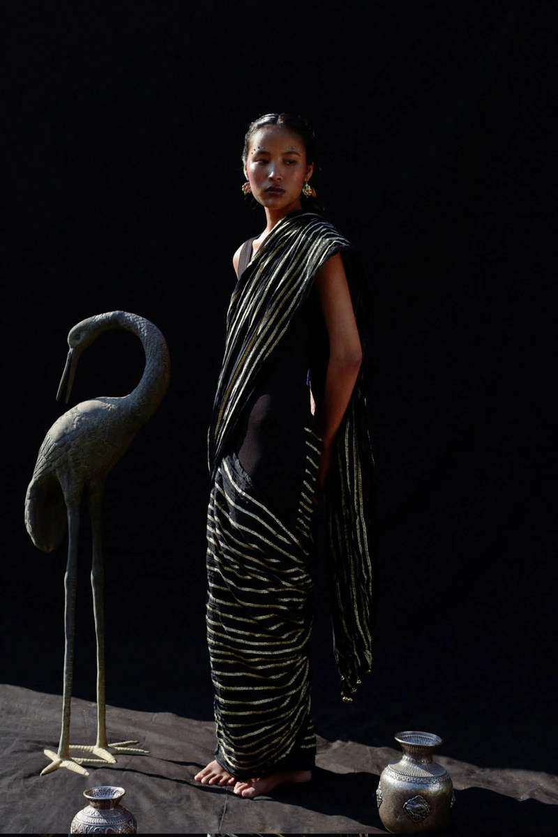 NAVA GOTA SARI DRESS 100% cotton Buy NAVA GOTA SARI DRESS from C&W | Dresses for Women by Ituvana in black color for women in Singapore