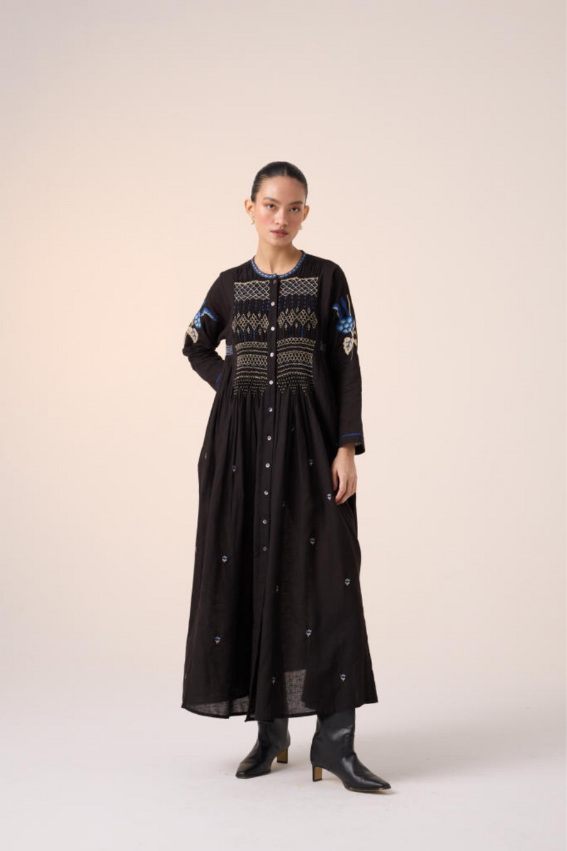 FRIDA DRESS-BLACK EMBROIDERY cotton by CORD in multi for women in Singapore