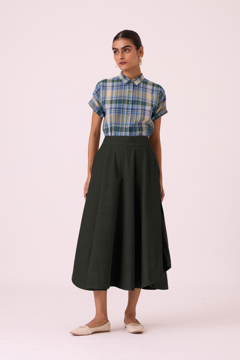 Boga Green Corduroy Skirt corduroy by The Summer House in olive color for women in Singapore
