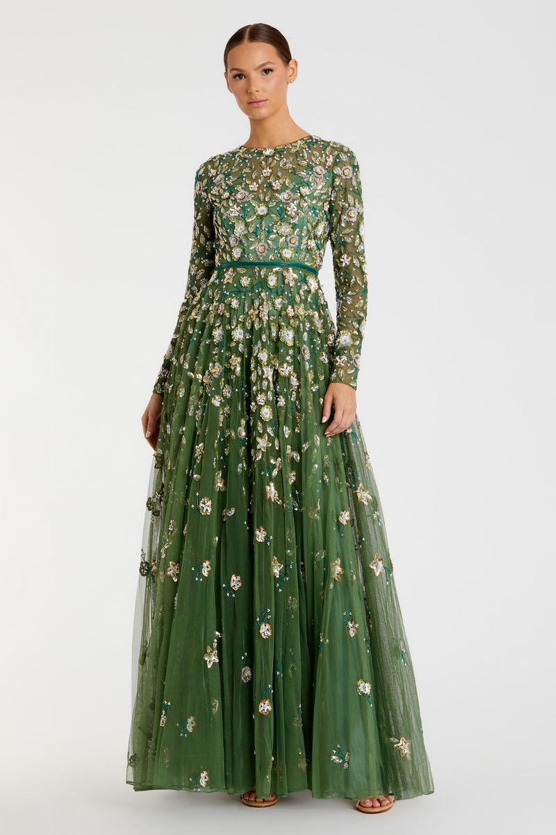 5533- A Line Gown-Sage by Mac Duggal for women in Singapore