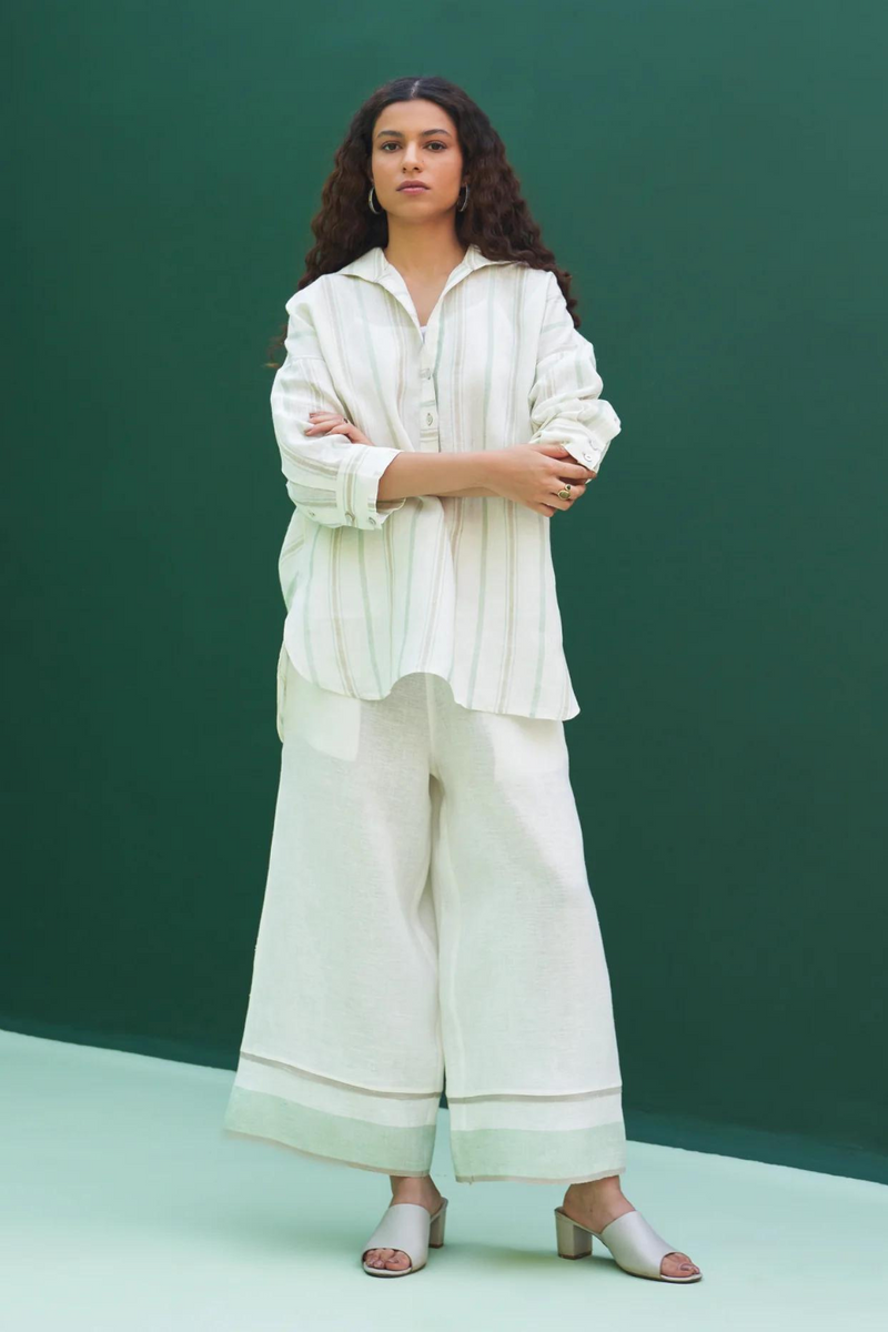 Kiku Striped Linen Co-ord Set
- Mint linen by Manan in mint color for women in Singapore