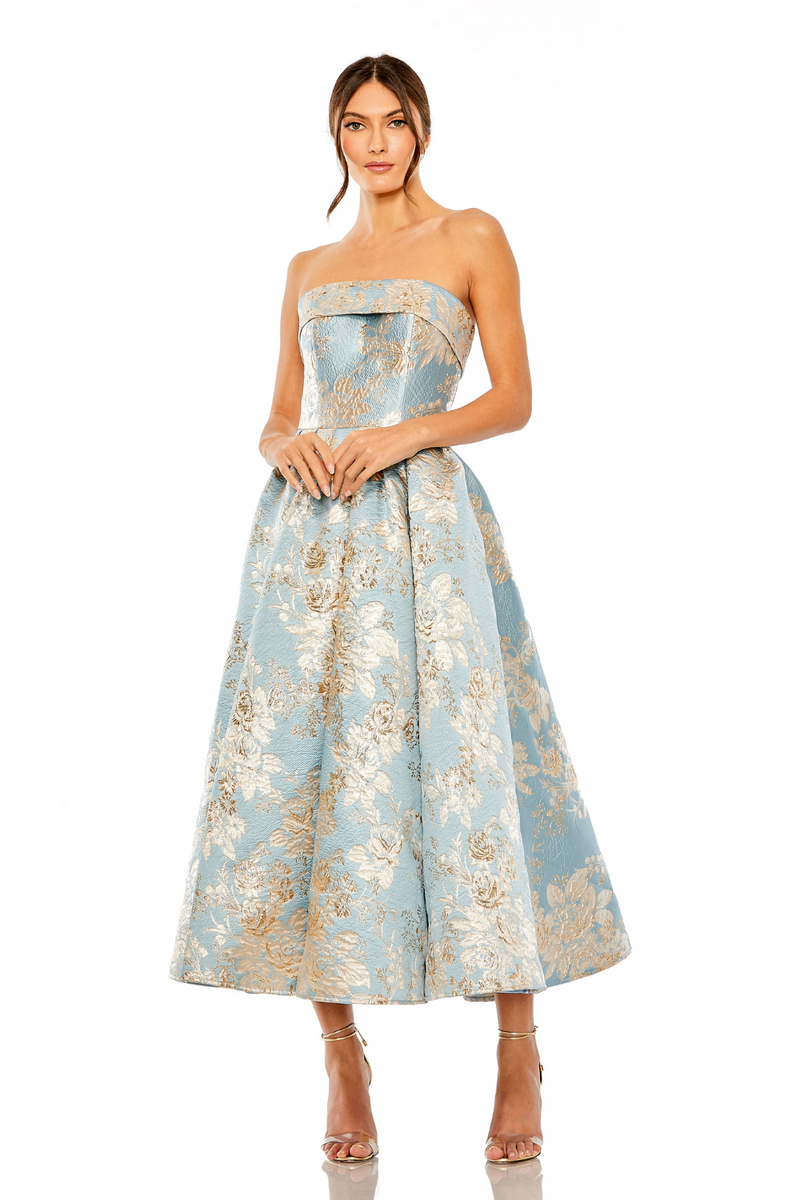 20726-Brocade Midi Dress with Pockets-Blue Multi mul by Mac Duggal in blue color for women in Singapore