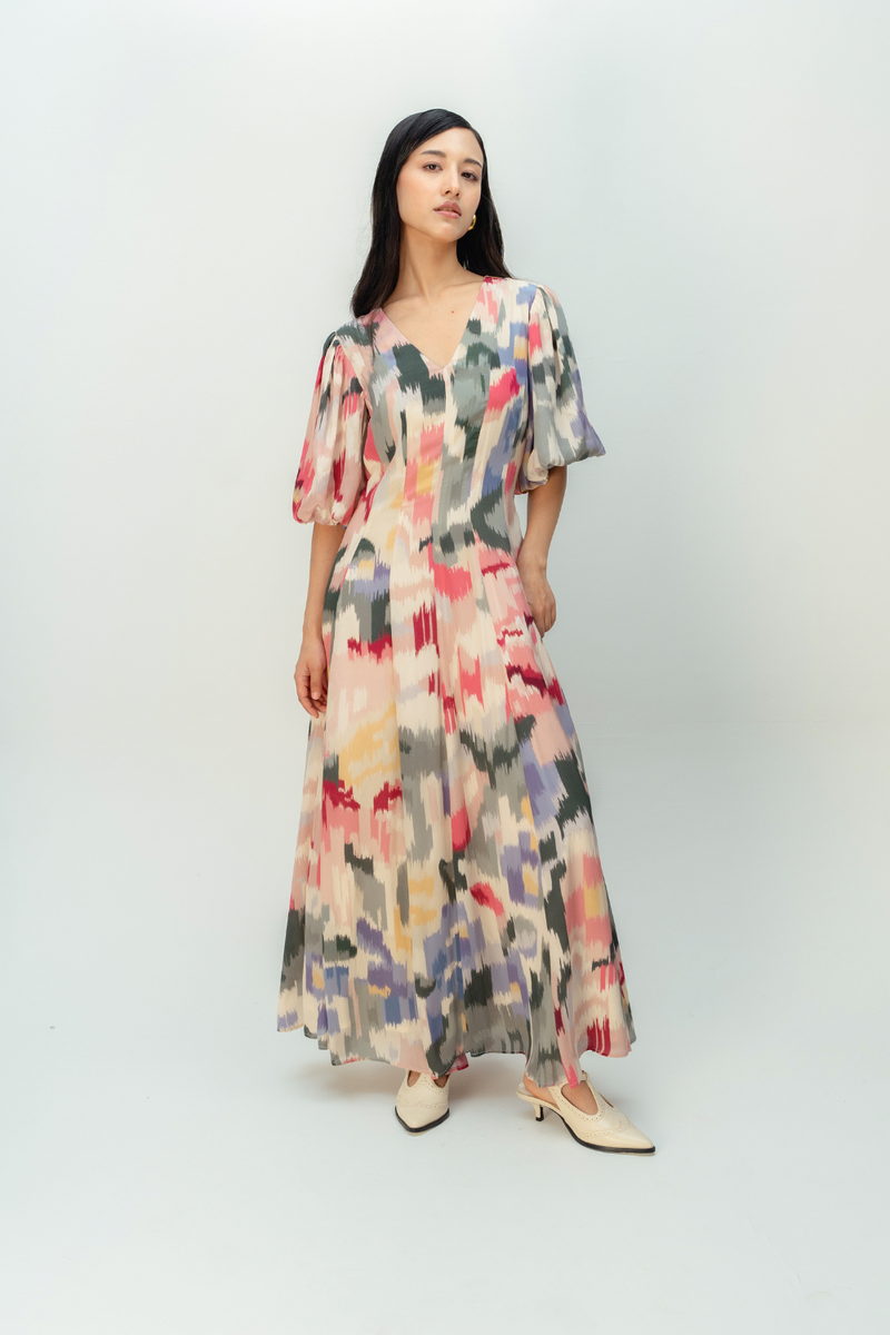 SUNWOVEN TALE DRESS crepe dress by Ode to Odd in multi for women in Singapore