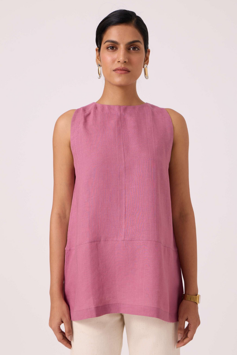 Eyre Lilac Linen Top linen by The Summer House in mauve color for women in Singapore