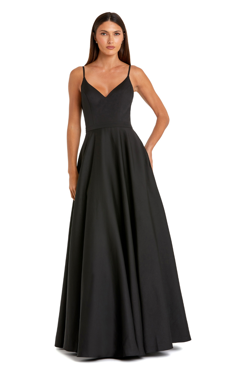 48855-V-Neck Ballgown-Black by Mac Duggal in black color for women in Singapore