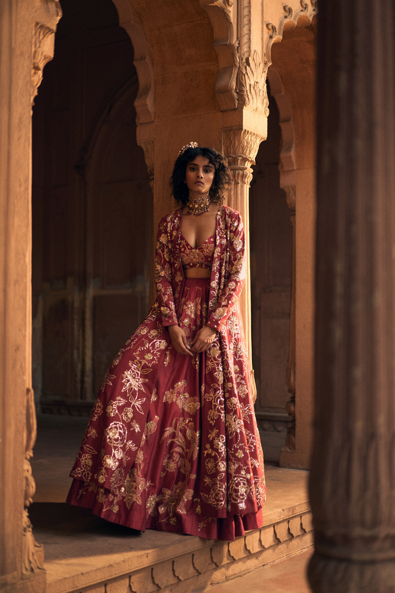 PH-2479 
Lehenga 
Blouse 
Jacket / Dupatta Set by Paulmi & Harsh for women in Singapore