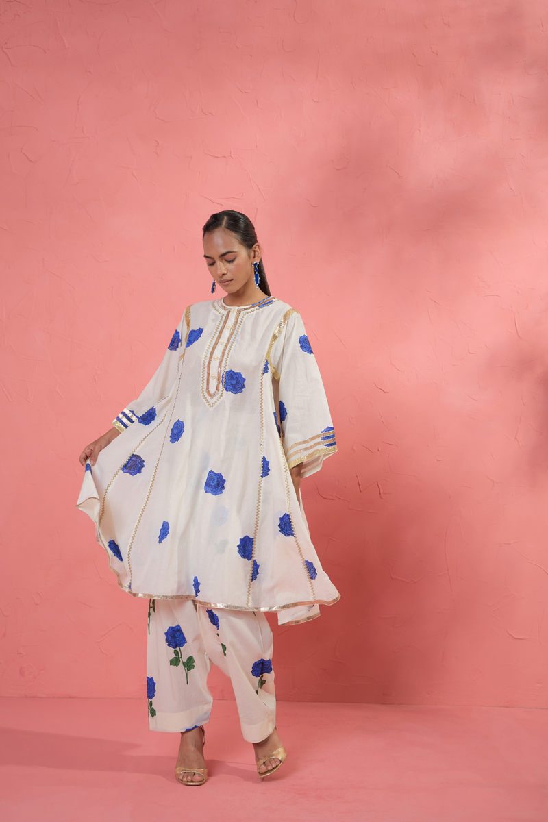 Fi Rose Gota Set cotton cambric light kurta set by AAVIDI in multicolor for women in Singapore