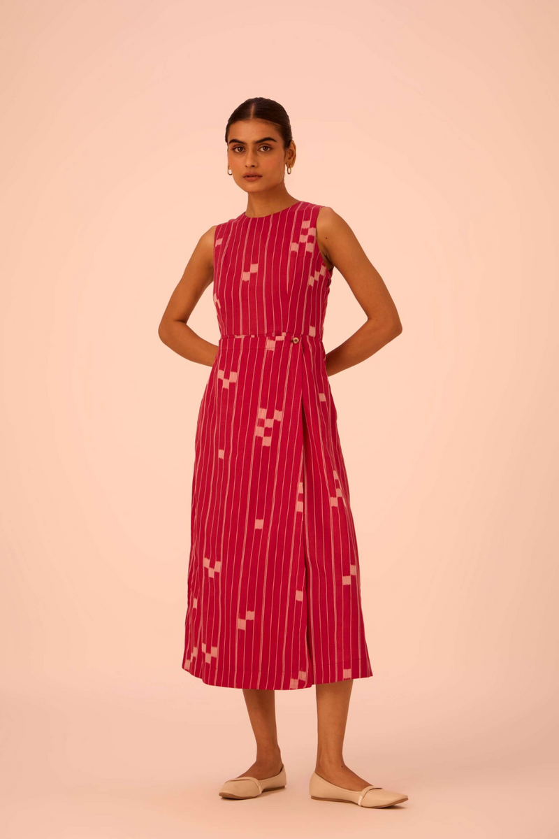 Katerina Rhubarb Ikat Dress cotton by The Summer House for women in Singapore