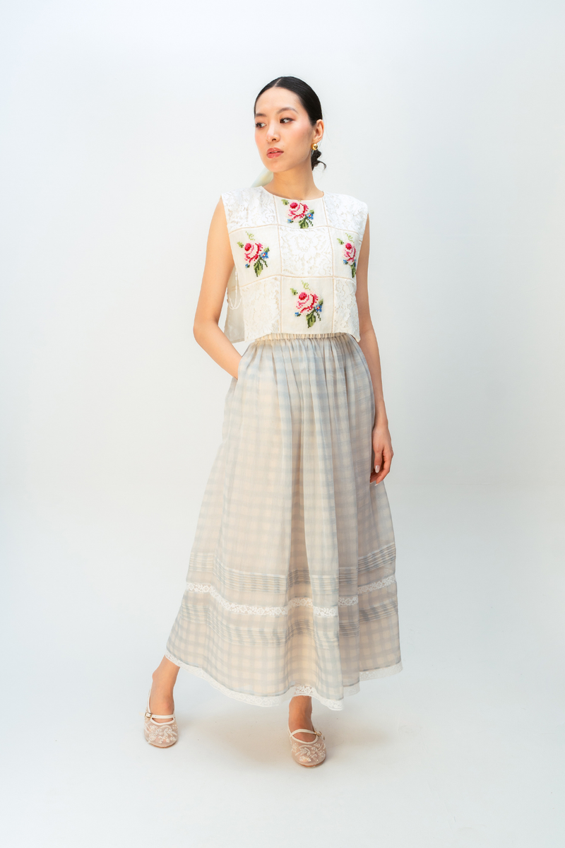 LEMON WISHPER BIB linen jacket/overlay by Ode to Odd in white for women in Singapore