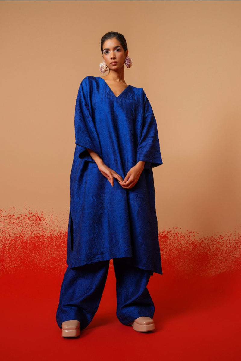 Stream Tunic-Electric Blue mysore silk kaftans and tunics by Stoique in electric blue for women in Singapore