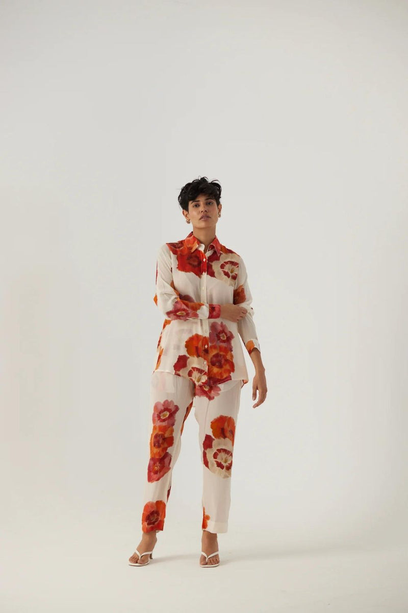VALENTINE CREPE COORD SET Co-ord Sets by Yam in white color for women in Singapore