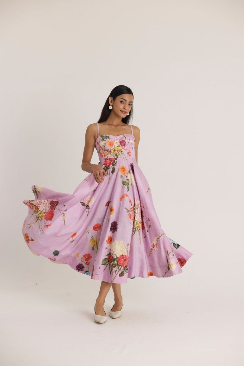 GIGGLE BERRY FLARED BRALETTE DRESS satin by Yam for women in Singapore