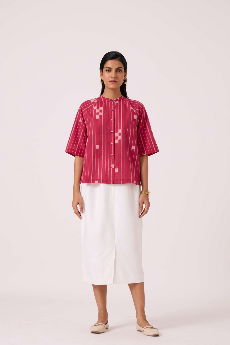 Dorian Rhubarb Ikat Top cotton by The Summer House for women in Singapore