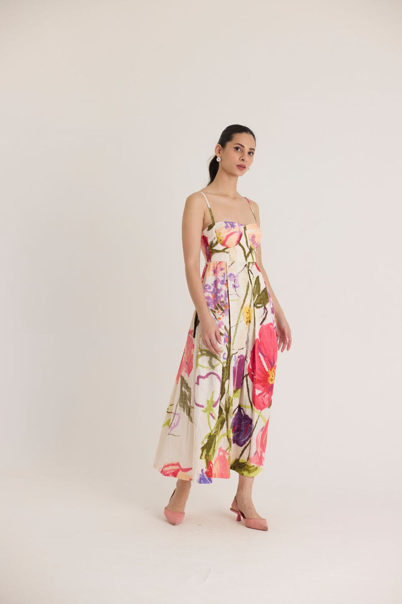 DOLLY WHITE BRALETTE DRESS satin by Yam in multi color for women in Singapore