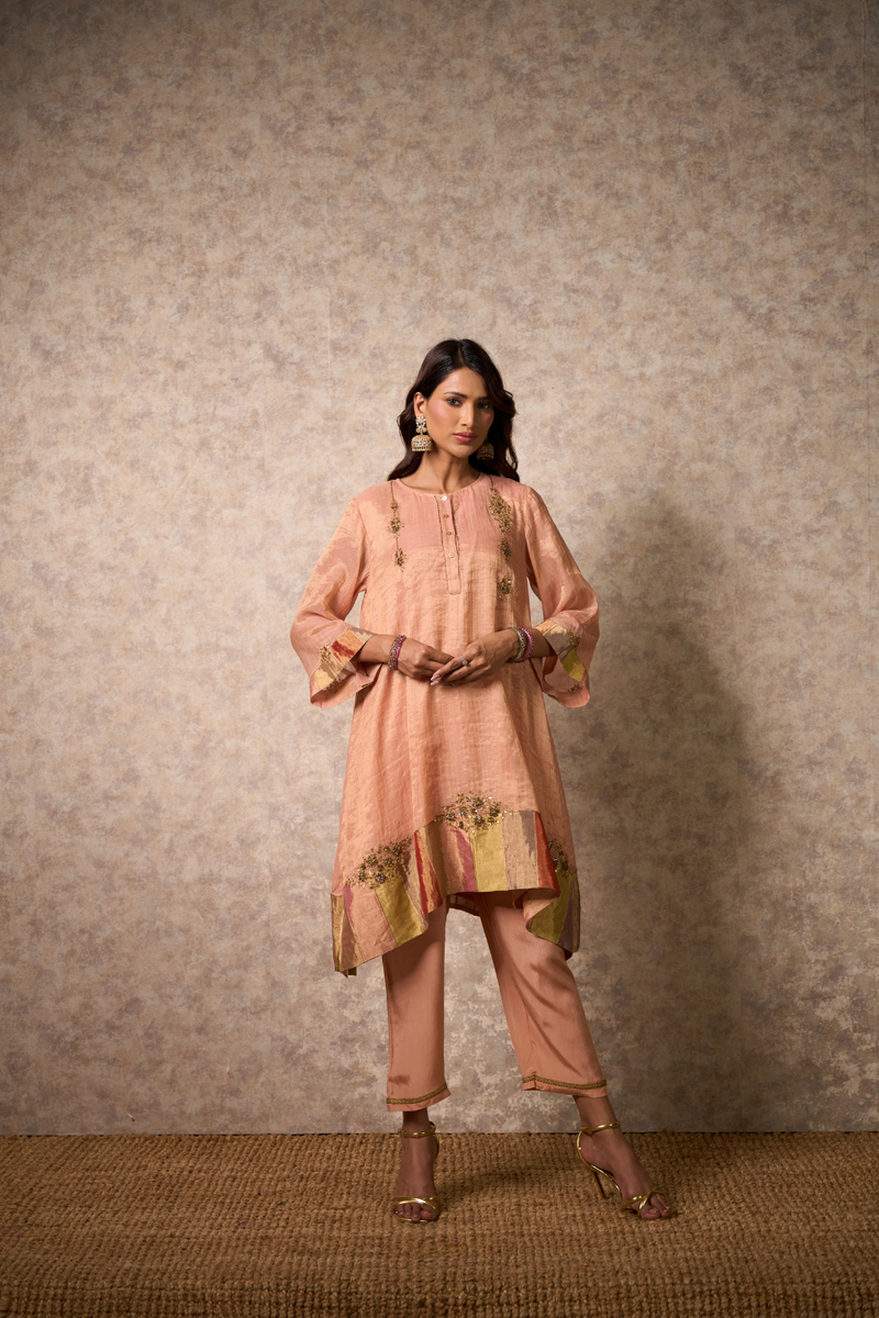 Zing Kurta Set - Peach with Dupatta