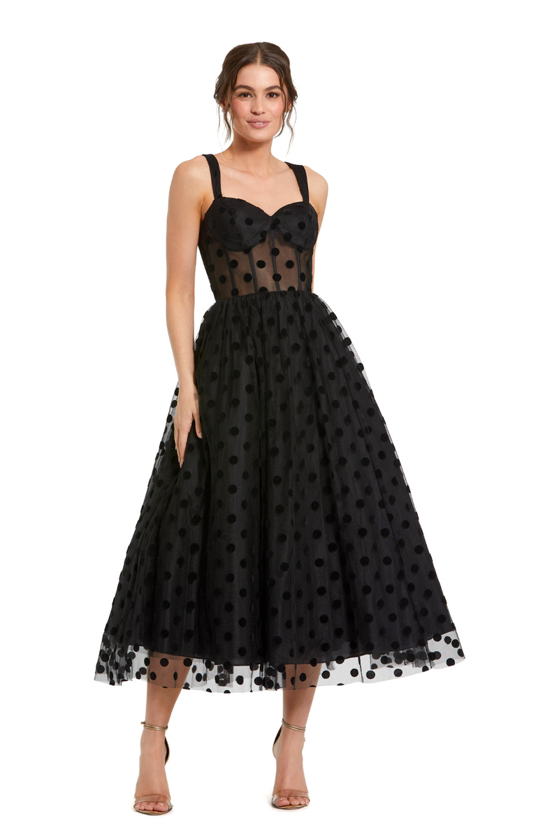 27539-A-Line Midi Dress-Black by Mac Duggal in black color for women in Singapore