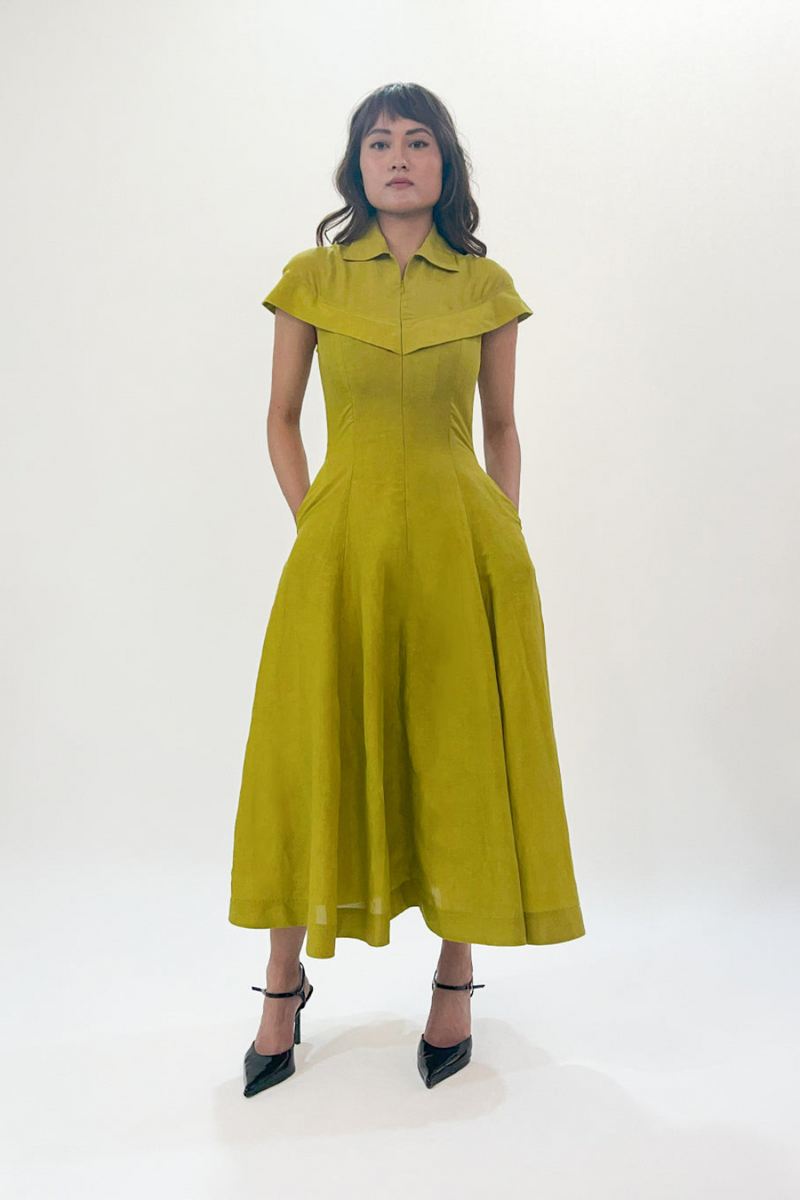 Sophie Cape dress linen Buy Sophie Cape dress from C&W | Dresses for Women by Leh Studios in green color for women in Singapore