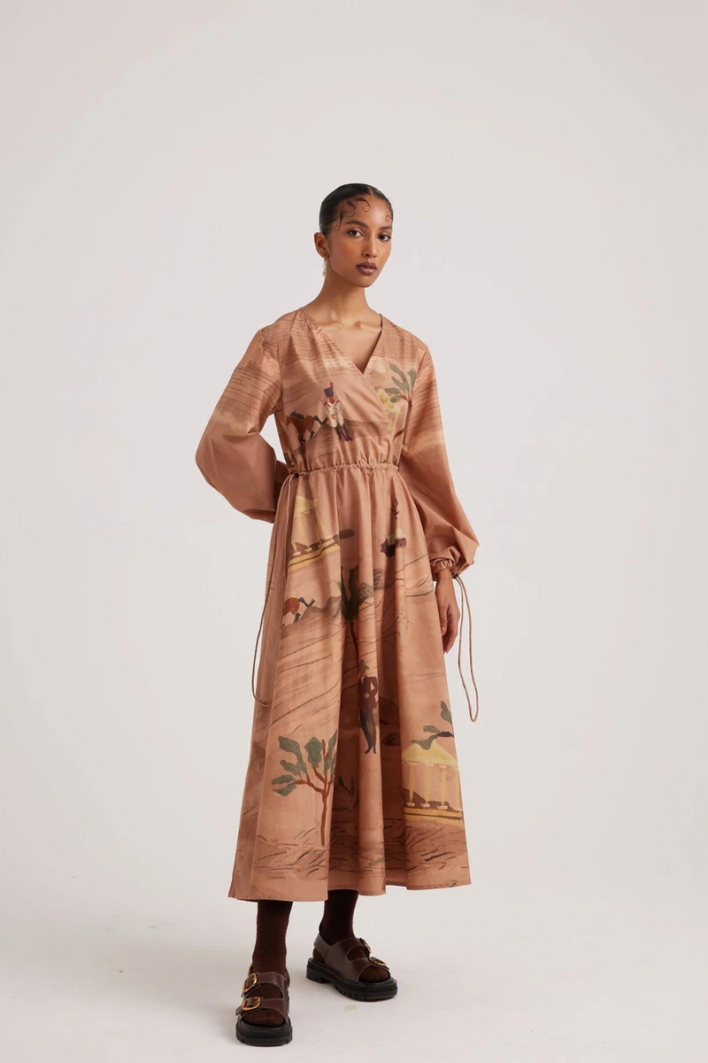 Drawstring Dress-Derby satin by CORD for women in Singapore