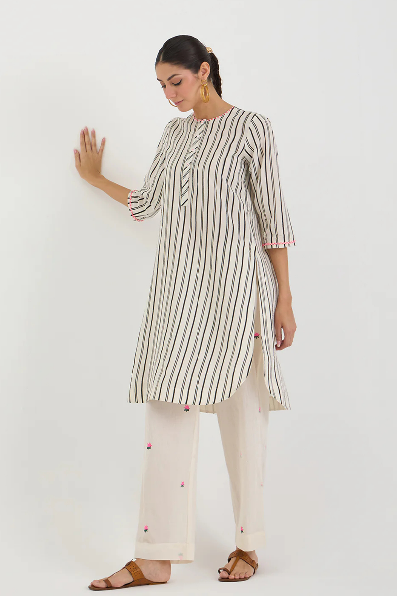 STRIPE N LOTUS SET cotton by AAVIDI in black color for women in Singapore