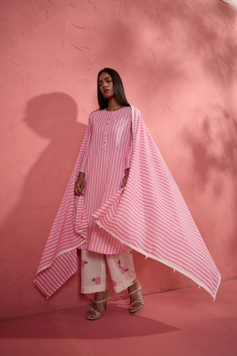 Stripe Dupatta cotton cambric dupatta by AAVIDI for women in Singapore