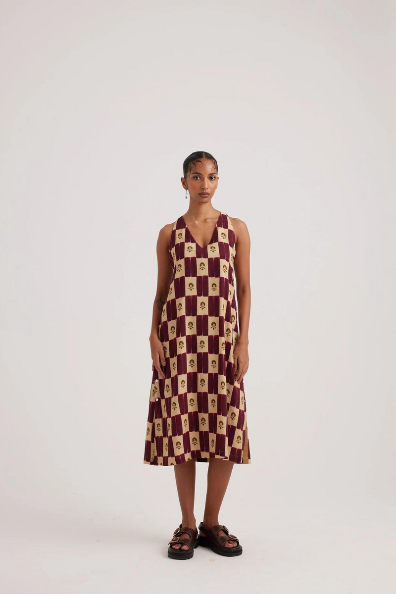 Zen Dress-Stamp Checks rayon by CORD for women in Singapore