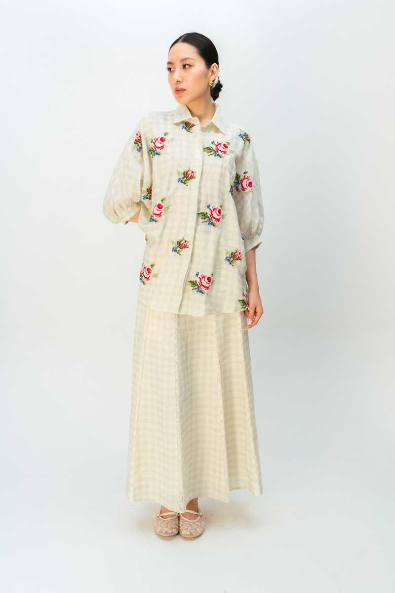 MORNING DUST SHIRT linen top/shirt by Ode to Odd in green for women in Singapore