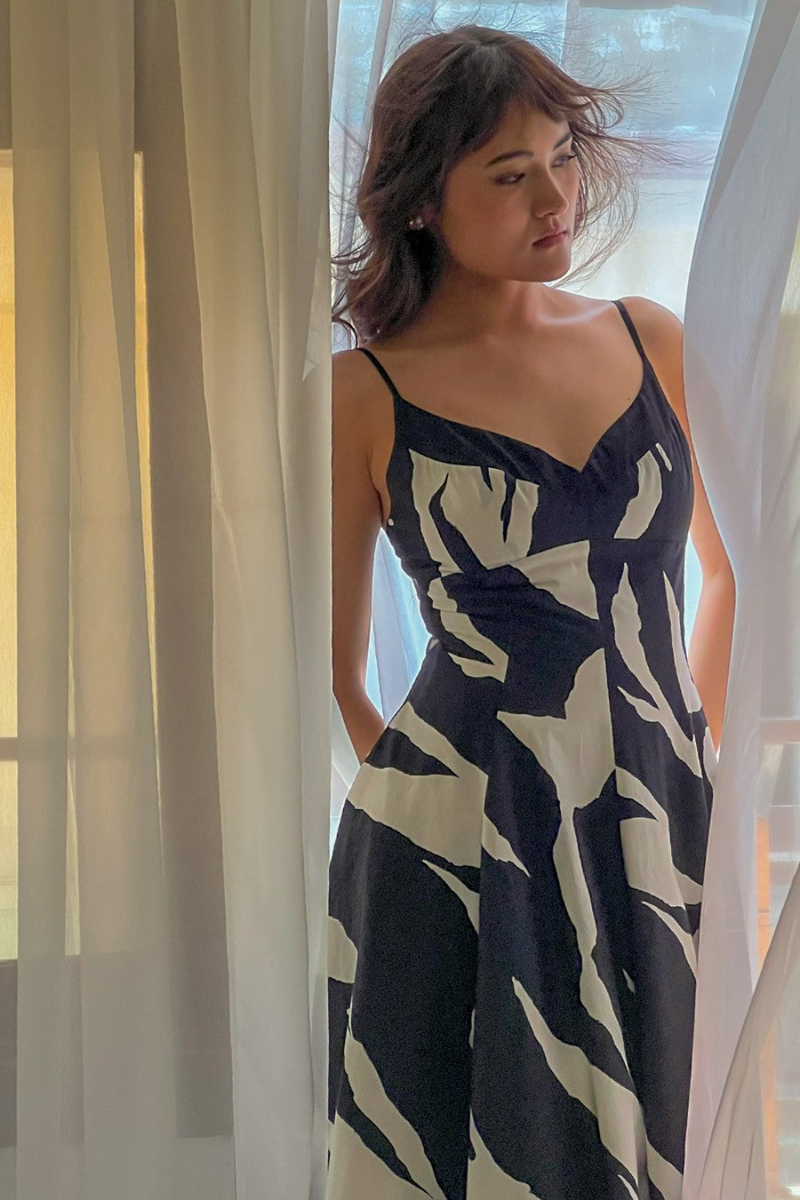 Stream Strap dress 100% cotton Buy Stream Strap dress from C&W | Dresses for Women by Leh Studios in black color for women in Singapore