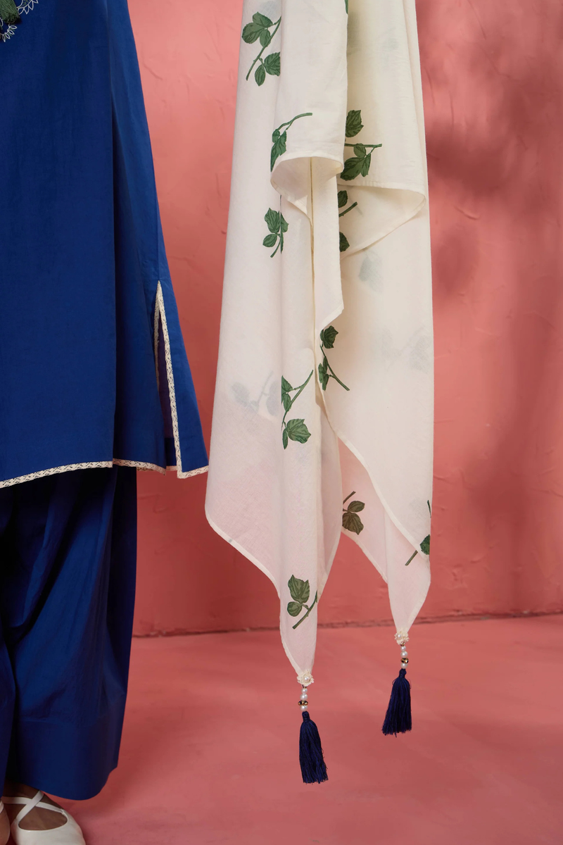 Leaf Dupatta cotton cambric dupatta by AAVIDI for women in Singapore
