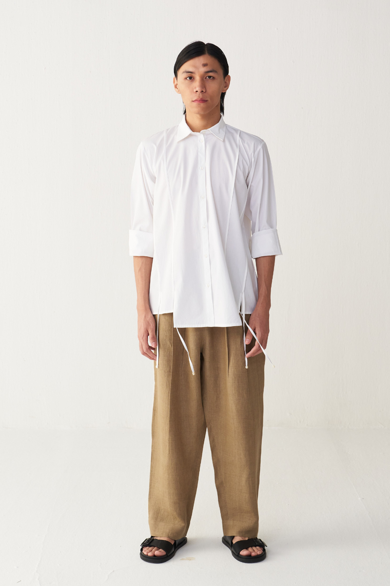 MULTI PANEL SHIRT poplin by THREE Men in white color for men in Singapore