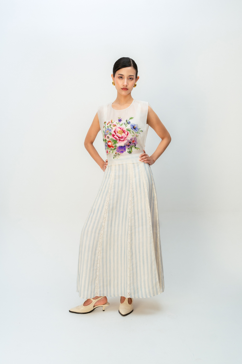 VANILLA BLOOM BIB silk organza jacket/overlay by Ode to Odd in off white for women in Singapore