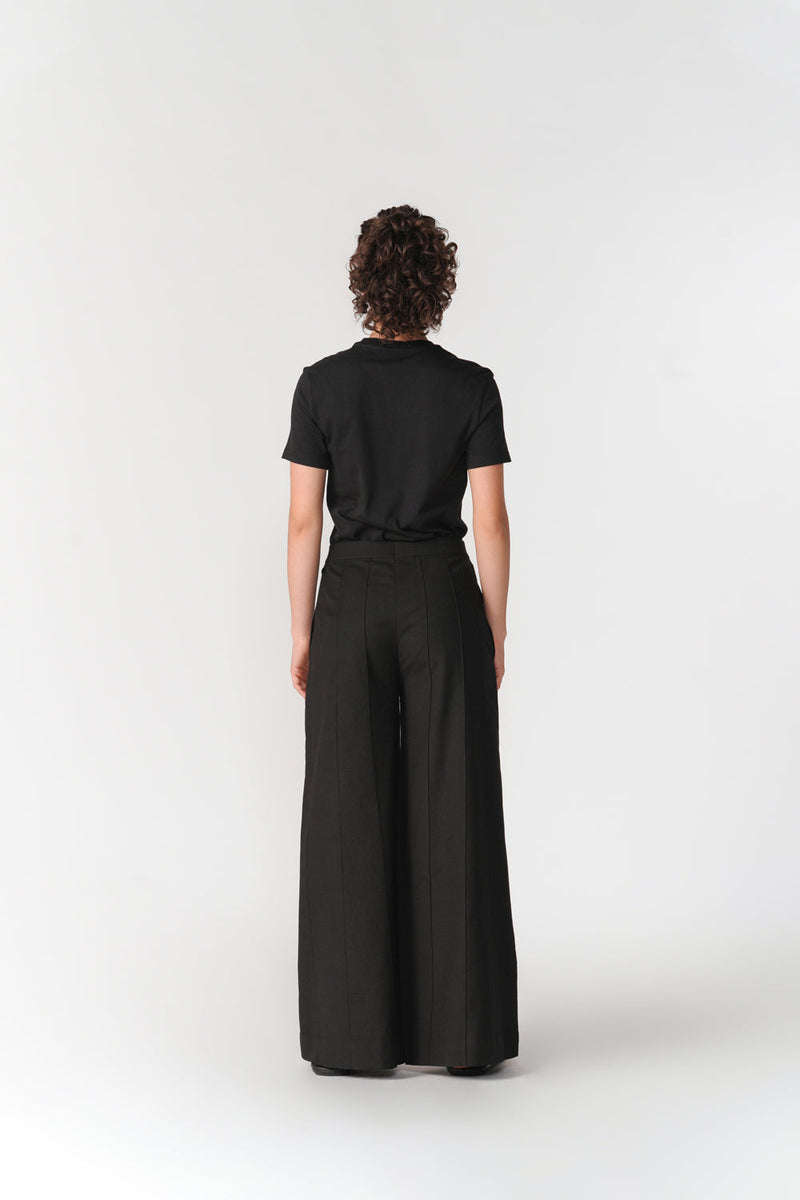 Wide Leg Pin-Tuck Pants pant/trouser by Turn Black in black for women in Singapore