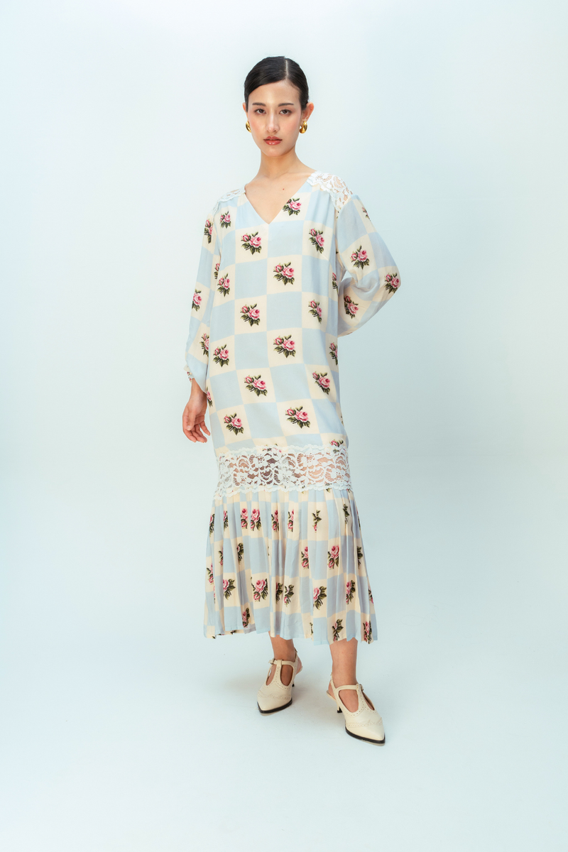 MOONLIT GROVE DRESS crepe dress by Ode to Odd in blue for women in Singapore