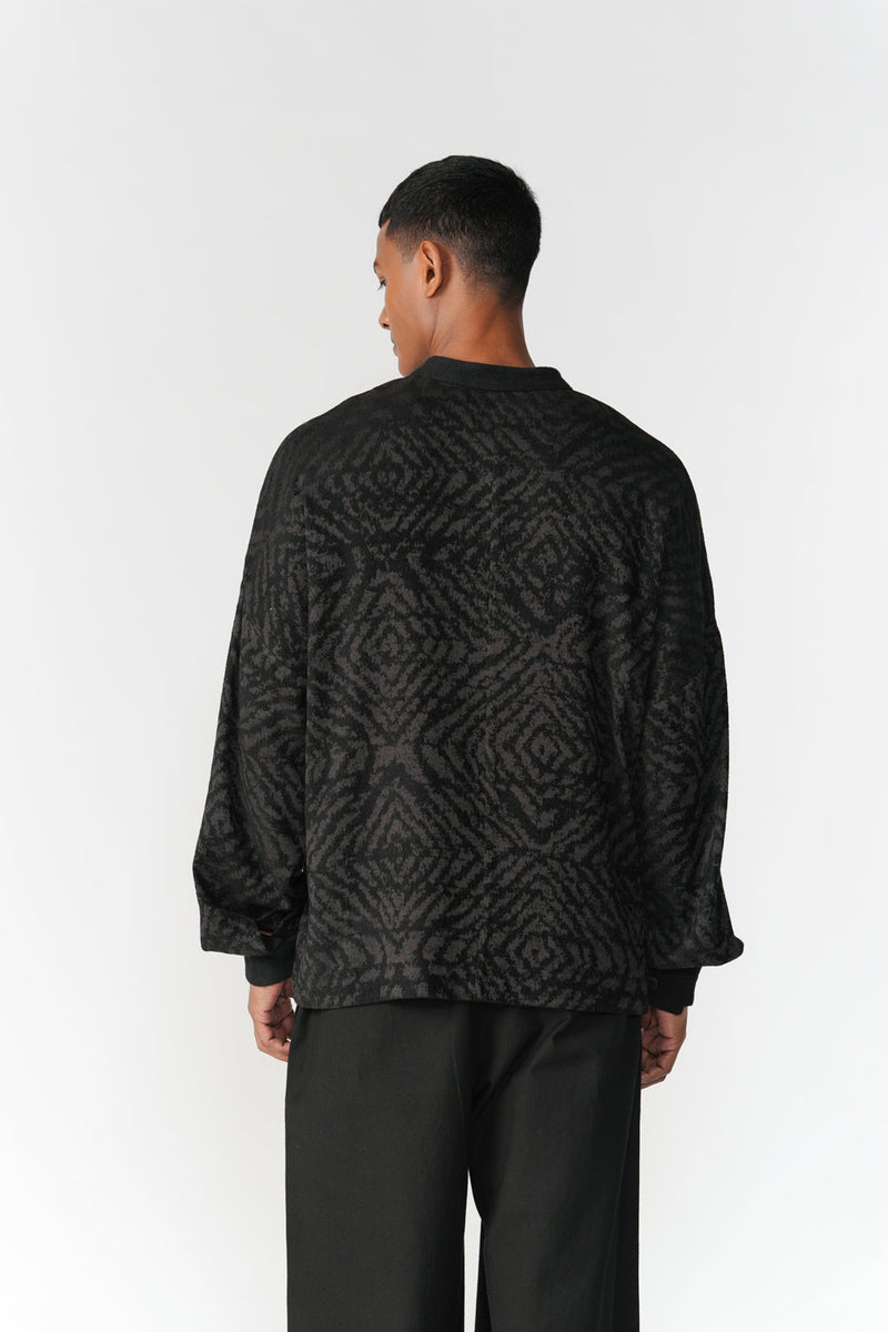 Jacquard Short Jacket jacket/overlay by Turn Black in black for men in Singapore