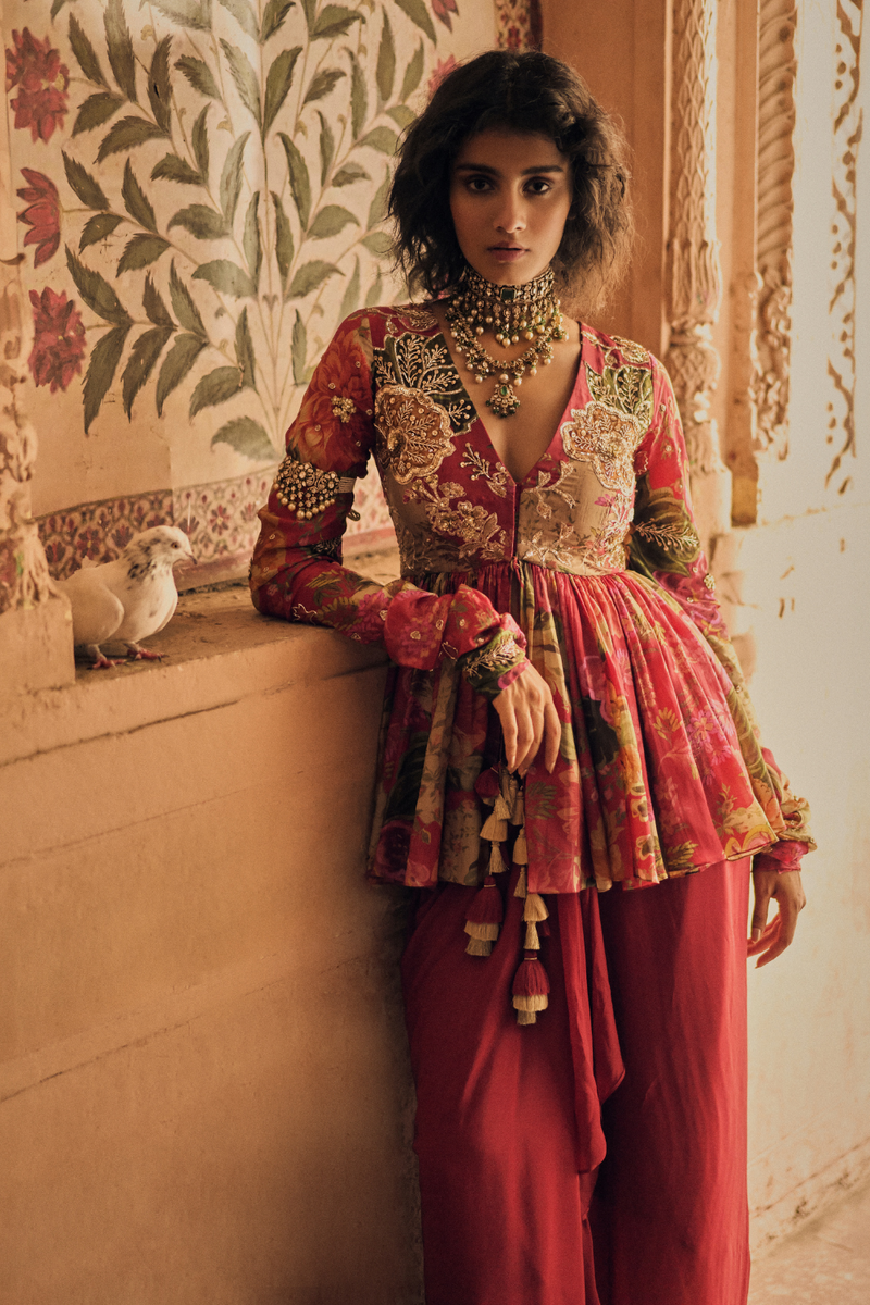 PH-2482
Peplum 
Skirt Set by Paulmi & Harsh for women in Singapore