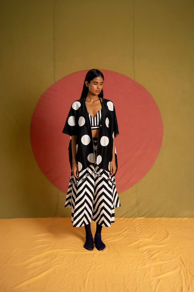 AP Bustier-White and Black cotton top/shirt by Ka-Sha in black for women in Singapore