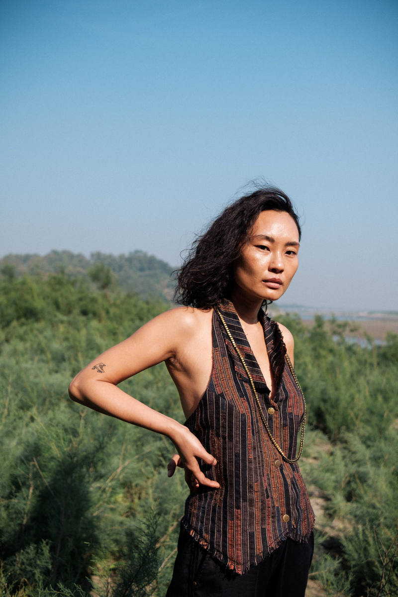 Upcycled Country Vest - Copper cotton by The Terra Tribe for women in Singapore