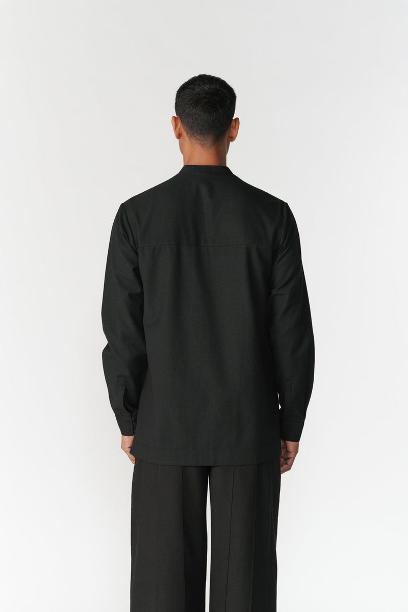 Relaxed Cotton Shirt top/shirt by Turn Black in black for men in Singapore