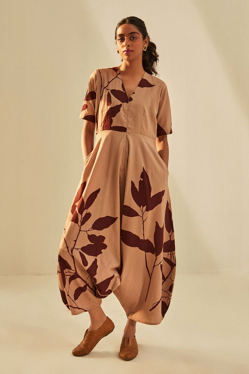 Brunet jumpsuit cotton by Khara Kapas in brown for women in Singapore