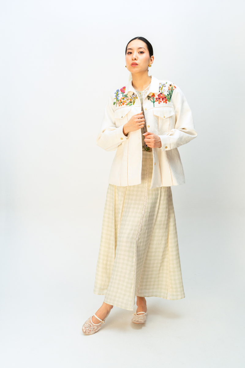 LUSH MEMORY JACKET linen jacket/overlay by Ode to Odd in off white for women in Singapore