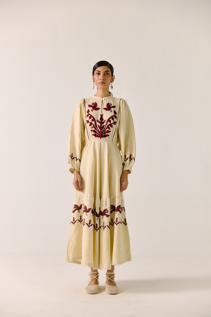 Emma Dress - Ivory linen by CORD in ivory for women in Singapore