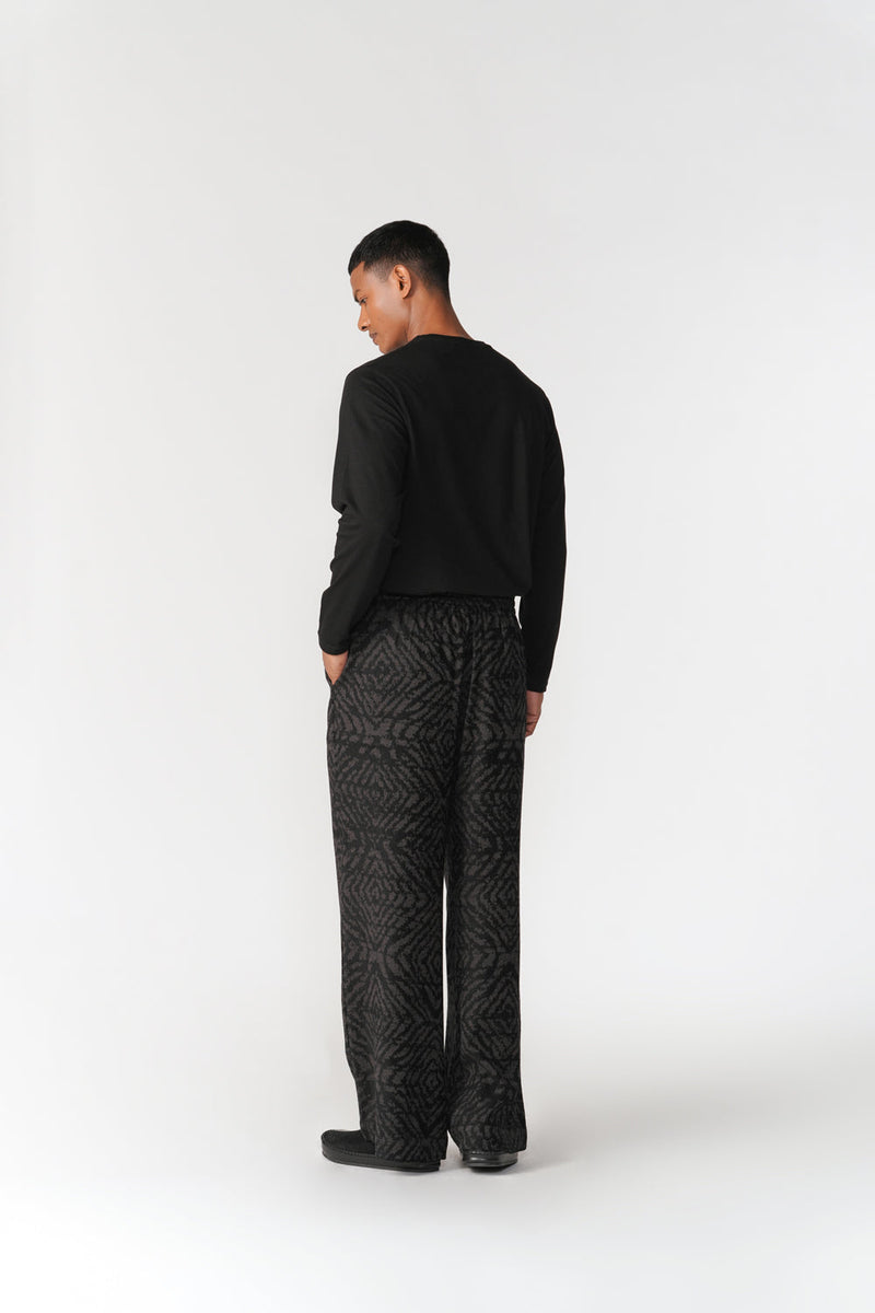 Jacquard Lounge Pants pant/trouser by Turn Black in black for men in Singapore