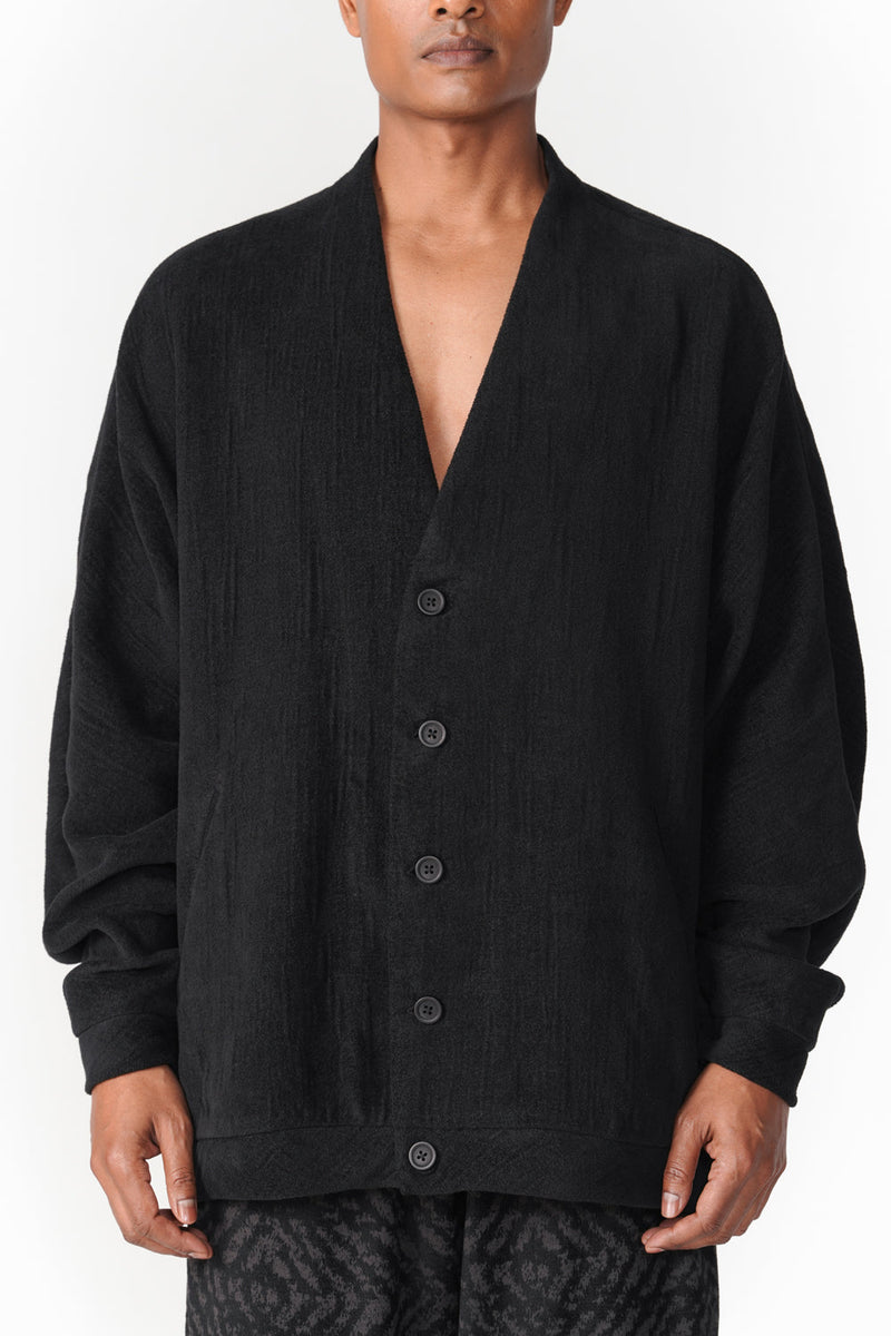 Oru Cardigan jacket/overlay by Turn Black in black for women in Singapore