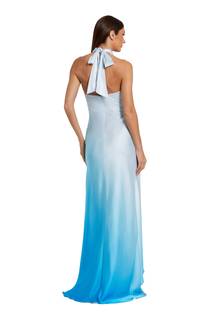 68501-Halter Neck Gown-Blue Ombre by Mac Duggal in blue color for women in Singapore