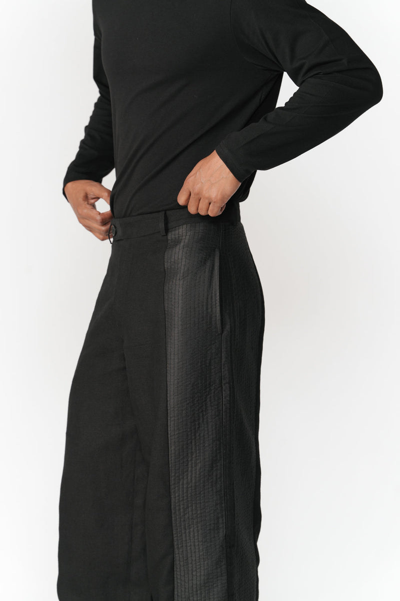 Wide-Leg Side Panel Pants pant/trouser by Turn Black in black for men in Singapore
