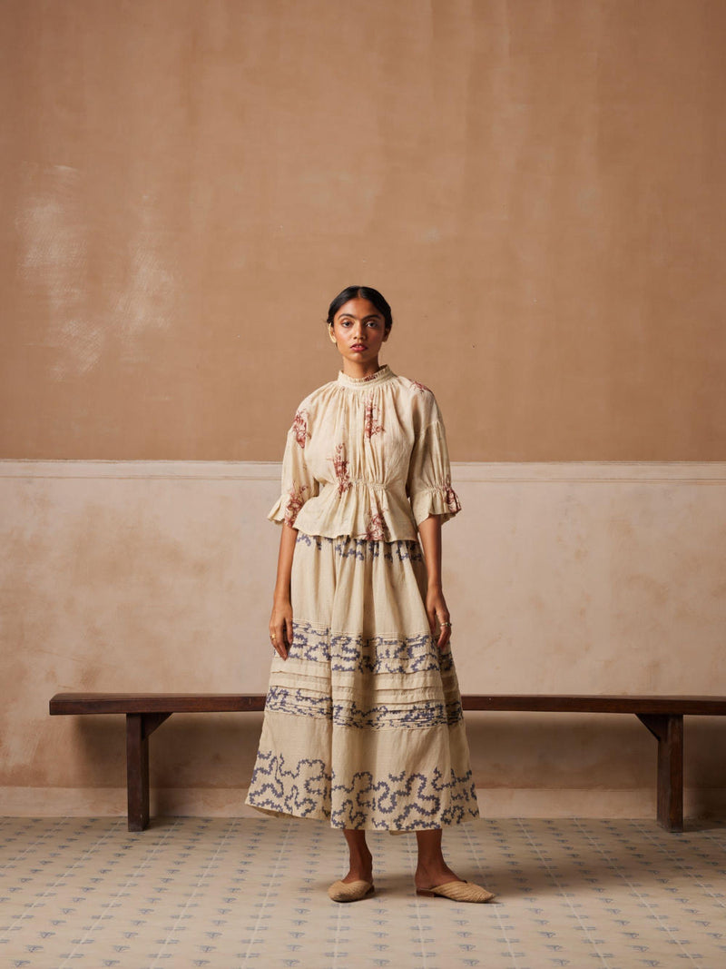 Farmer Set (Top + Skirt)-Peony-Spiral cotton by CORD for women in Singapore