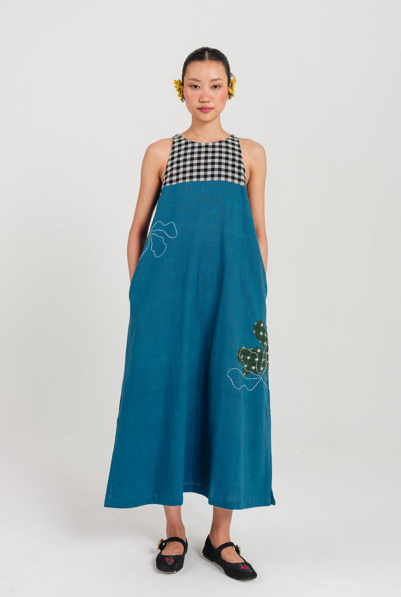 Ether Handloom Dress kala cotton dress by JodiLife in blue for women in Singapore