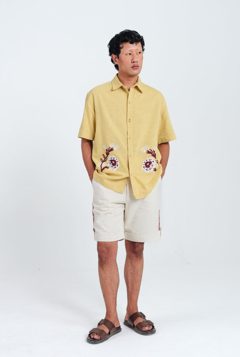 Aamras Shirt kala cotton shirt by Jodi Men in yellow for men in Singapore