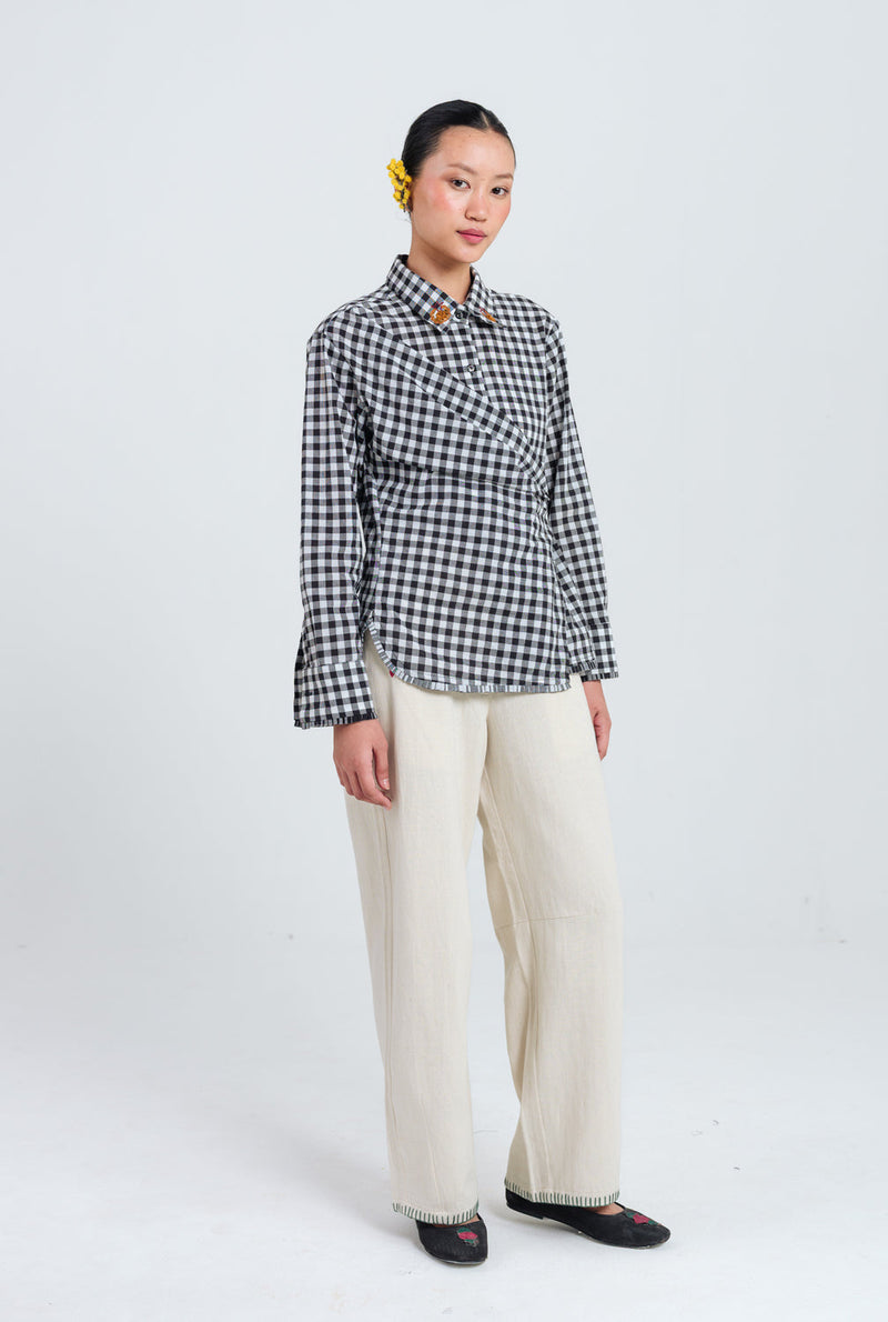 Groove Handloom Wrap Shirt handwoven cotton top/shirt by JodiLife in black, white for women in Singapore