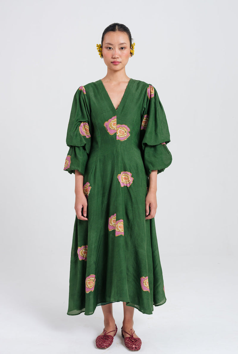 Flow Dress muslin silk dress by JodiLife in green for women in Singapore